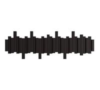 JS Ellie Wall-Mounted Coat Rack with Hooks, Made of Beech Wood, Modern Home Decor Hanger, Suitable for entryways, bedrooms, and Living Rooms Black 10-Hooks