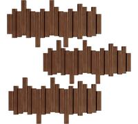 JS Ellie Wall-Mounted Coat Rack with Hooks, Made of Beech Wood, Modern Home Decor Hanger, Suitable for entryways, bedrooms, and Living Rooms Walnut 6-Hooks (Pack of 3)