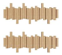 JS Ellie Wall-Mounted Coat Rack with Hooks, Made of Beech Wood, Modern Home Decor Hanger, Suitable for entryways, bedrooms, and Living Rooms Wood 8-Hooks (Pack of 2)