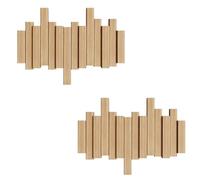 JS Ellie Wall-Mounted Coat Rack with Hooks, Made of Beech Wood, Modern Home Decor Hanger, Suitable for entryways, bedrooms, and Living Rooms Wood 4-Hooks（Pack of 2）