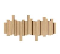 JS Ellie Wall-Mounted Coat Rack with Hooks, Made of Beech Wood, Modern Home Decor Hanger, Suitable for entryways, bedrooms, and Living Rooms Wood 6-Hooks