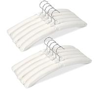 JS HANGER Padded Clothes Hangers for Sweaters 17Inch - 10 Pack Premium Fabric Hangers for Coat, Sweater, Wedding Dress, Bride, Closet