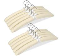 JS HANGER Padded Clothes Hangers for Sweaters 17Inch - 10 Pack Premium Fabric Hangers for Coat, Sweater, Wedding Dress, Bride, Closet