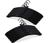JS HANGER Padded Hanger for Sweaters - 17 Inch Extra Large Heavy Duty Satin Covered Coat Hangers No Shoulder Bump for Women Clothes, Sweaters, Dresses, Clothing, Weddings, Lingerie Pack of 10, Black