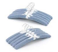 JS HANGER Padded Hangers - 17 Inch Extra Large Heavy Duty Canvas Covered Coat Hangers No Shoulder Bump for Women Clothes, Sweaters, Dresses, Clothing, Weddings, Lingerie Pack of 10, Denim Blue