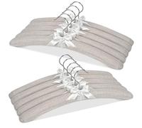 JS HANGER Padded Hangers - 17 Inch Extra Large Heavy Duty Linen Covered Coat Hangers No Shoulder Bump for Women Clothes, Sweaters, Dresses, Clothing, Weddings, Lingerie Pack of 10, Linen Gray
