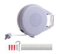 JS HANGER Retractable Clothesline - 49 FT Single Line, Heavy Duty Wall Mounted Washing Line, Portable Clothes Drying Line with 24pcs Free Pegs