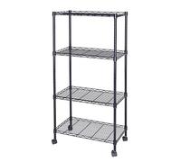 JS HANGER Wire Shelving Unit, 4-Tier Heavy Duty Height Adjustable Rolling Metal Shelves for Storage, 440 lbs Capacity, 23.23''W X 13.4''D X 47.24''H, Black