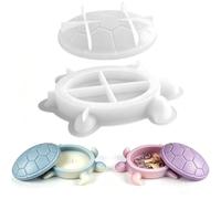 JS MOLD 2 Pieces Silicone Mould Turtle with Lid, DIY Casting Mould for Plaster, Epoxy Resin, Candle Wax, Storage Box Mould for DIY