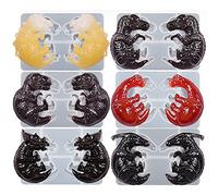 JS MOLD 3 Pieces Dragon Egg Resin Silicone Mould, 3D Silicone Baby Dinosaur Moulds with Wooden Lamp Holder, Dinosaur Mould for Crafts (6 Baby Dragon Set)