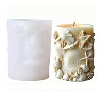 JS MOLD 3D Shell Starfish Silicone Casting Mould, Cylinder Candle Mould for Scented Candle Plaster Epoxy Resin Soap