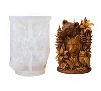 JS MOLD 3D Silicone Candle Mould Forest Animals Set, Bear Wolf Owl Casting Mould, Reusable Silicone Mould for DIY Candles, Soap & Plaster, Craft Accessories for Home Decoration (GJ-253)