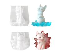 JS MOLD 3D Silicone Mould Fox Kitsune Set of 2 Fox Tail Base Casting Mould for Scented Candle, Epoxy Resin, Plaster & Soap