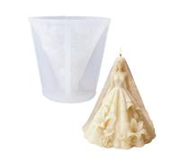 JS MOLD 3D Silicone Mould Wedding Dress Candle Holder, 10 cm High, Wedding Mould for Candles, Soap, Epoxy Resin & Decoration, Romantic DIY Mould for Wedding Gifts