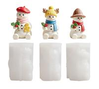 JS MOLD 3D Sitting Snowman Silicone Mould, Christmas Candle Mould for Plaster Epoxy Resin, DIY Party Decoration (Set of 3)