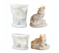 JS MOLD 3D Wolf Candle Mould Silicone Set of 2 Reusable Mould for Candles, Soap, Resin, Plaster, DIY Animal Decoration, Gift
