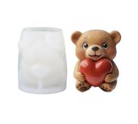 JS MOLD Bear Candles Silicone Mould | 3D Love Heart Bear Candle Mould for DIY | White Flexible Silicone Mould for Soy Wax | Unique DIY Gift for Candle Lovers & Lovers
