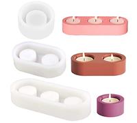 JS MOLD Candle Holder Mould 3 Piece Set Concrete Candlestick Silicone Mould DIY Cement Candle Holder Making Tools Silicone Mould Tea Light Holder