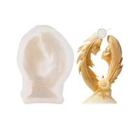 JS MOLD Candle Mould, Silicone Angel Wings Candle Mould - Reusable 3D Spring Casting Mould for Soy Wax & Beeswax, Hand Carved Relief Decoration Christmas Angel