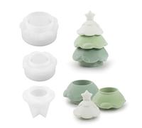 JS MOLD Christmas Mould, Pack of 2 Silicone Moulds, Candle Holder, 3D Christmas Stacking Menorah Candle Mould, Christmas DIY Silicone Mould, Casting Moulds for Candle Holders, Crafts