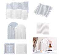 JS MOLD Epoxy Resin Moulds, Resin Casting Resin, DIY Silicone Mould Tray Curved, Wavy, Terraced, Silicone Mould Coaster Epoxy Resin, Epoxy Resin Coaster Moulds Set for Home Decoration (Set of 4)