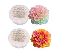 JS MOLD Pack of 2 3D Flower Candles Silicone Mould, Easy Demolding Flower Candle Mould, Reusable DIY Candle Mould for Aroma Candles, Soaps, Gifts