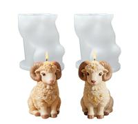 JS MOLD Pack of 2 3D Goat Silicone Candle Moulds, Food Grade Candle Mould, Reusable DIY Mould for Candle Making, Decorative Animal Silicone Mould, 7 x 6.8 x 4.8 cm