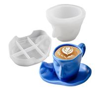 JS MOLD Pack of 2 Cup Silicone Moulds, Tray Saucers Casting Moulds, DIY Silicone Moulds, Candle Holder, Silicone Mould for Tea Tray, Jewellery Plate