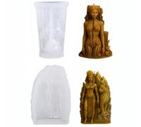 JS MOLD Pack of 2 Silicone Candle Moulds, 3D Candle Mould, Egyptian Goddess, Reusable Silicone Mould for DIY Candle Pouring, Soap, Plaster, Epoxy Resin, DIY Craft Mould for Home Decoration