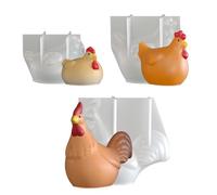 JS MOLD Silicone Candle Mould, 3-Piece Rooster Hen Chick, Food-Grade Silicone DIY Candle Making Tool, Easy Demoulding for Family Crafts, Holiday Decoration