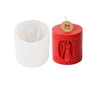 JS MOLD Silicone Candle Moulds, Bride/Groom Candle Mould Silicone, Cylinder Candle Mould, Candle Silicone Mould for Wedding Cake Decoration Wedding Candles Gifts (Unisex Wedding)