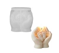 JS MOLD Silicone Mould Baby Foot in Hand, 3D DIY Scented Candles Casting Mould, Multi-Purpose Soap Resin Plaster Mould, Emotional Gift Decoration Craft Mould for Newborn Baby