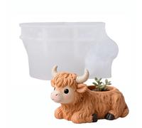 JS MOLD Silicone Mould for Highland Cow Flower Pot & Candle Cup, DIY Silicone Casting Mould for Succulent Planter, Candle Holder, Epoxy Resin, Plaster, Home Decoration, Craft Accessories (GJHP-46)