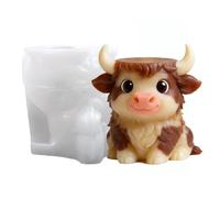 JS MOLD Silicone Mould for Highland Cow Flower Pot & Candle Cup, DIY Silicone Casting Mould for Succulent Planter, Candle Holder, Epoxy Resin, Plaster, Home Decoration, Craft Accessories (lz768-180)