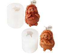 JS MOLD Siliko Hedgehog Silicone Mould, Pack of 2, Reusable, Heat Resistant -20°C to +220°C, Ideal for Candle, Soap, Resin Crafts