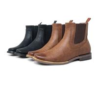 J's.o.l.e 2 Pairs Mens Square Toe Cowboy Boots Chelsea Boots Gift Casual Retro Boots, Brown Black, 12 UK