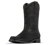 J's.o.l.e Cowboy Boots for Men Round Toe Western Work Boots Pull on Silp Resistant Black UK 8