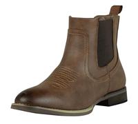 J's.o.l.e Men's Chelsea Boots Ankle Cowboy Boots for Men Western Round Toe Slip on Casual Work Boot Brown UK 10