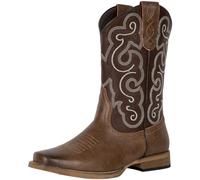 J's.o.l.e Mens Cowboy Boots Square Toe Western Boots Pull on Silp Resistant Brown Work Boots, Brown, 13