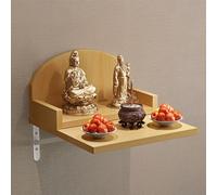 JS Space Wooden Wall-Mounted Pooja Mandir God Stand - Tiered Shelf for Home & Office Worship, Ideal for Buddha Statues, Incense Burners & Festival Gifting Natural wood 60cm/23.62in