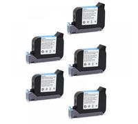 JS12 600DPI Premier Handheld Printer Fast Dry Eco Solvent Print Height 12.7mm Inkjet Printer Colorful Ink Cartridge Compatible With Printer Supplies JS12(Black-5pcs)