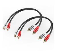 JSADZJK 2 RCA Adapter Cable 2 RCA Male to 2 RCA Female Stereo Audio Cable Gold-Plated 2 RCA Red/White Connector Jack Plug Extend Video Audio Subwoofer Auxiliary Audio Cord 0.98Ft