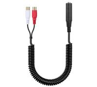 JSADZKJ 1/4 Inch TRS to 2 RCA Audio Cable 35cm/14in Black Gold Plated Plug Coiled Y Splitter for AV Receiver, Speaker, Amplifier, Stereo, Power Amplifier