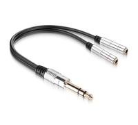 JSADZKJ 1/4" TRS Interconnect Audio Cable, 1/4 Stereo Male to Dual Stereo Female Y Splitter Audio Cable,Gold Plated 6.35mm Audio Extension Adapter Cable for Bass, Keyboards,Mixer,Guitar etc-20CM