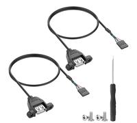 JSADZKJ 2-Pack Du-pont 2.54mm 5-Pin Female to USB 2.0 A Female Cable,24 * 28AWG USB A with Screw Panel to 5Pin Motherboard Extension Cord,for Internal Wiring of PC Chassis 1.64Ft