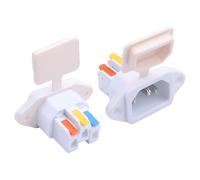 JSADZKJ 2-Pack IEC320 C14 Terminal Block Socket,IEC C14 AC Power Plug 10A/250V, 3-Pin Terminal Straight-Through Adapter Plug Power Socket,Suitable for Computer Cabinets,Printers (White)