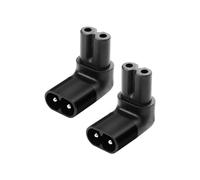 JSADZKJ 2 PCS IEC 320 C8 to C7 Power Adapter, 90 Degree Angle, C8 Male to C7 Female, 250V, 2.5A, For Laptops, Printers, Scanners