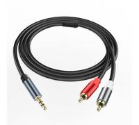 JSADZKJ 3.5mm to 2RCA Extension Audio Cable 1.8M/5.9FT - 3.5mm TRS Male to 2 RCA Male Y-Splitter - Compatible with PC, Smartphone, Tablet, Laptop, HDTV, MP3 Player