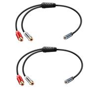 JSADZKJ 3.5mm to RCA Y Splitter Stereo Audio Cable 3.5mm Female to 2 RCA Female Audio Cable 1/8 Headphone Jack to 2 RCA Connector Stereo Cable for Mobile Phone MP3 Tablet Speaker 2PCS