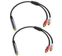 JSADZKJ 6.35mm to 2 RCA Y Splitter Cable 1/4 inch TRS Stereo Jack Female to Dual RCA Phono Female Plug Audio Adapter Cable RCA to 6.35mm Jack Cable for Amplifier Speaker 0.3m (2Pcs)